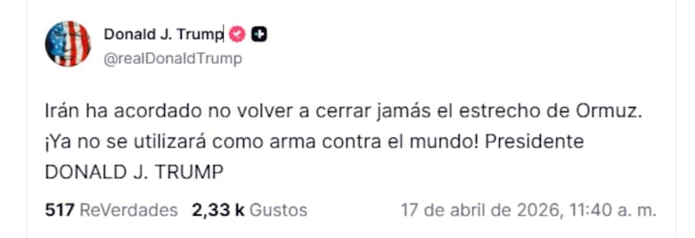 Publicación de Trump